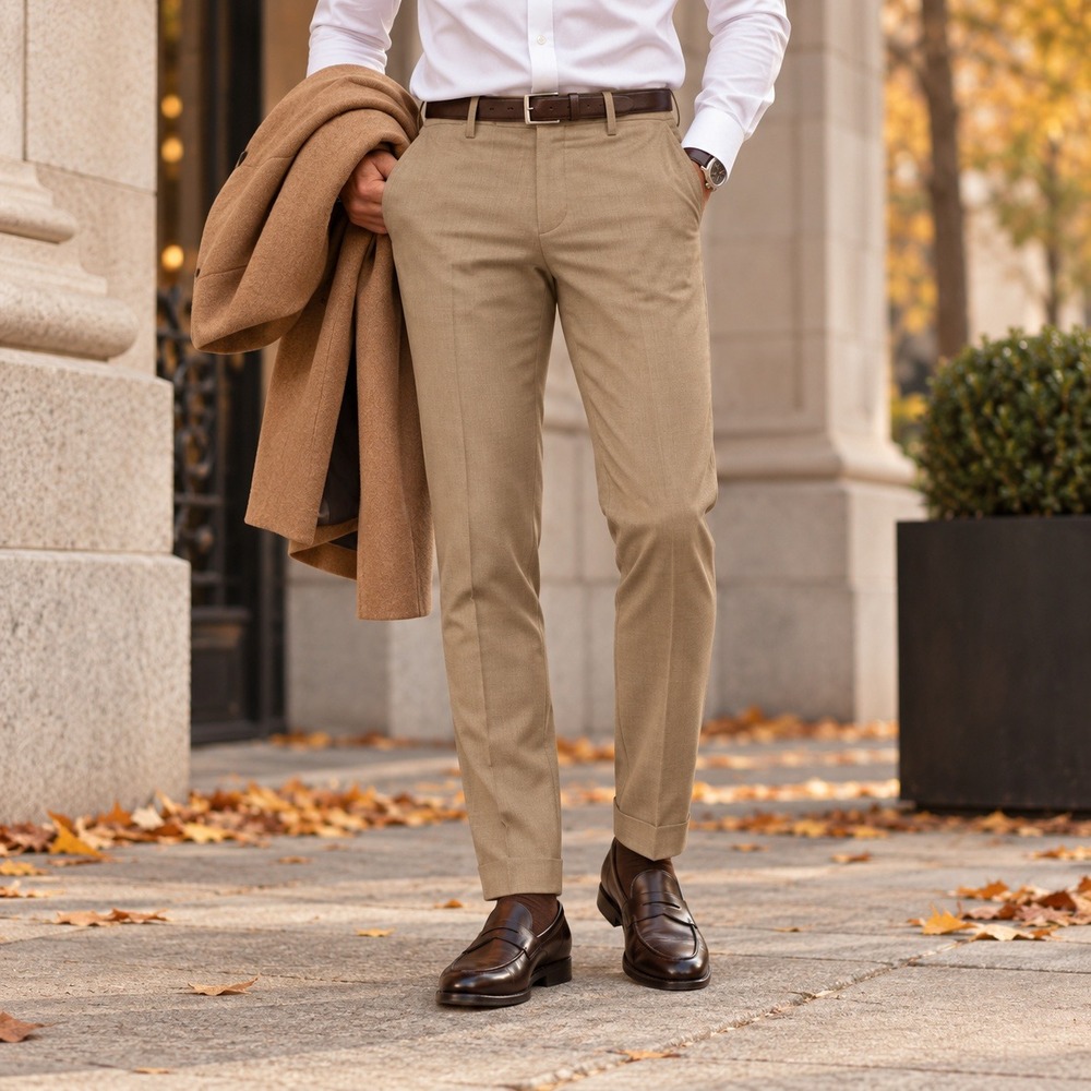 NWT Mango Man Turin 100% Virgin Wool Suit Pants Mens 32 Tan Slim Fit